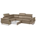 Ecksofa Twister Echtleder Maer: Taupe - Ottomane davorstehend links