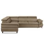 Ecksofa Twister Echtleder Maer: Taupe - Ottomane davorstehend links