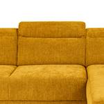 Canapé d’angle Omchak Tissu Cieli: Jaune moutarde - Méridienne courte à droite (vue de face) - Appui-tête réglable