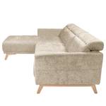 Ecksofa Omchak Webstoff Cieli: Beige - Longchair davorstehend links - Kopfstütze verstellbar - Sitztiefenverstellung