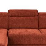 Canapé d’angle Omchak Tissu Cieli: Rouge foncé - Méridienne courte à gauche (vue de face) - Appui-tête réglable - Avec réglage de la profondeur d'assise