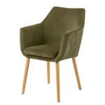 Chaise à accoudoirs NICHOLAS Velours côtelé Winka: Vert olive - Lot de 2