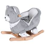 Animale a dondolo per bambini Orso Grigio - Materiale sintetico - Tessile - Legno parzialmente massello - 35 x 47 x 62 cm