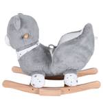 Animale a dondolo per bambini Orso Grigio - Materiale sintetico - Tessile - Legno parzialmente massello - 35 x 47 x 62 cm