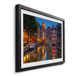 Ingelijste afbeelding Canal in Amsterdam sparrenhout/acrylglas