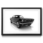 Ingelijste afbeelding Mustang sparrenhout/acrylglas - zwart/wit