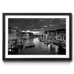 Gerahmtes Bild Canal Grande Fichte / Acrylglas - Schwarz / Weiß