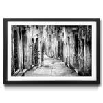 Gerahmtes Bild Charming Old Streets Fichte / Acrylglas - Schwarz / Weiß