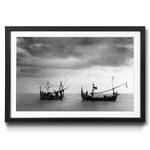 Ingelijste afbeelding Fishingboat II sparrenhout/acrylglas - zwart/wit
