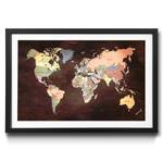 Gerahmtes Bild Old Worldmap 2 Fichte / Acrylglas - Mehrfarbig