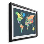 Quadro con cornice Colorful Map Abete / Vetro acrilico - Multicolore