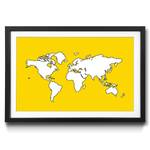 Map World Bild Yellow The Gerahmtes Of
