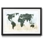 Gerahmtes Bild Worldmap No. 1 Fichte / Acrylglas