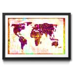 Gerahmtes Bild Worldmap No.3 Fichte / Acrylglas - Mehrfarbig