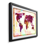 Gerahmtes Bild Worldmap No.3 Fichte / Acrylglas - Mehrfarbig