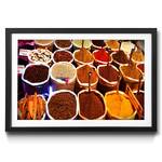 Tableau déco Colorful Spices Multicolore - Verre - Papier - Bois massif - En partie en bois massif - 64 x 44 x 2.2 cm