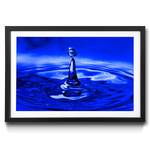 Gerahmtes Bild Blue Drop Blau - Glas - Papier - Massivholz - Holz teilmassiv - 64 x 44 x 2.2 cm