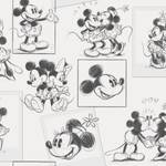 Fotomurale Disney Mickey&Minnie Sketch Tessuto non tessuto - Nero