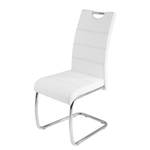 Chaise cantilever La Paz Imitation cuir / Métal - Chrome - Blanc - Lot de 4