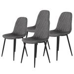 Chaise Rudine Microfibre/ Acier - Noir - Gris - Lot de 4