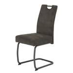 Chaise cantilever Frenois Microfibre / Acier - Anthracite - Lot de 4