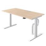 Schreibtisch Warnes (Elektrisch höhenverstellbar) - Eiche Dekor / Weiß - Breite: 140 cm