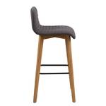 Chaises de bar Alaric (lot de 2) Tissu / Chêne massif / Métal - Gris / Chêne / Noir