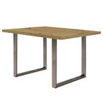 Eettafel Megana Eikenhoutlook Artisan - Breedte: 140 cm - Roestvrij staal