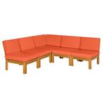 Loungesofa LEXI 5-teilig Webstoff / Akazie massiv - Terracotta