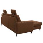 Ecksofa WadiWOOD I Microfaser Taeko: Braun - Longchair davorstehend links - Mit Schlaffunktion