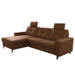 Ecksofa WadiWOOD IV Microfaser Taeko: Braun - Longchair davorstehend links - Mit Schlaffunktion