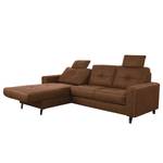 Ecksofa WadiWOOD IV Microfaser Taeko: Braun - Longchair davorstehend links - Mit Schlaffunktion