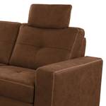 Ecksofa WadiWOOD I Microfaser Taeko: Braun - Longchair davorstehend links - Ohne Schlaffunktion