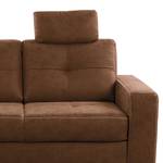 Ecksofa WadiWOOD I Microfaser Taeko: Braun - Longchair davorstehend links - Ohne Schlaffunktion