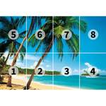 Fotomurale Spiaggia di palme - Blu / Beige / Verde - 3,66cm x 2,54cm