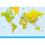 Fotomurale World Map - Blu / Verde / Giallo - 3,66cm x 2,54cm