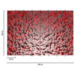 Fotomurale 3D Pentagons I Tessuto non tessuto - Rosso / Grigio - 3,84cm x 2,6cm