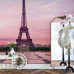 Fotobehang Eiffeltoren Paris vlies - roze / groen - 3,84cm x 2,6cm - Breedte: 3.8 cm