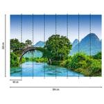 Fotomurale  Montagne e fiume Tessuto non tessuto - Verde / Blu - 3,84cm x 2,6cm