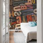 Fotobehang Vintage Letters Hout vlies - 3,84cm x 2,6cm