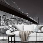 Papier peint Brooklyn Bridge Intissé - Noir / Blanc - 3,84 x 2,6 cm - Largeur : 3.8 cm