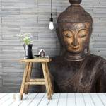 Fotobehang Buddha Wellness vlies - grijs / bruin - 3,84cm x 2,6cm