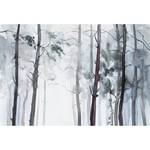 Fototapete Watercolour Forest Vlies - Weiß / Blau / Grau