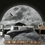 Fotomurale Moon and Birds Tessuto non tessuto - Nero / Grigio - 3,84cm x 2,6cm