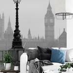 Papier peint London Fog Skyline Intissé - Noir / Blanc - 1,92 x 2,6 cm