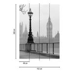 Papier peint London Fog Skyline Intissé - Noir / Blanc - 1,92 x 2,6 cm