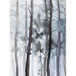 Fototapete Watercolour Forest Blau Kunst Vlies - Blau / Weiß