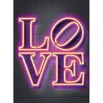 Fotomurale Neon Tube Love Tessuto non tessuto - Lilla / Rosa - 1,92cm x 2,6cm