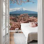 Fototapete Mount Fuji Vlies - Blau / Weiß / Rosa