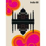 Papier peint India 68 Intissé structuré - Beige / Noir / Rose - 2 x 2,7 cm - Non-tissé structuré